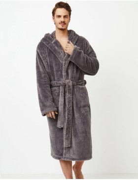 Мужской халат с капюшоном Aruelle JASON, Цвет: темно-серый, Размеры: XL, изображение 2