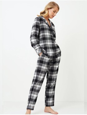 Фланелевая пижама со штанами Aruelle JOAN, Цвет: черный/белый, Размеры: S, изображение 3