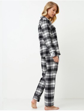 Фланелевая пижама со штанами Aruelle JOAN, Цвет: черный/белый, Размеры: S, изображение 4