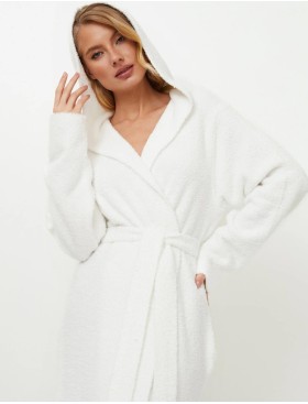 Белый пушистый халат Aruelle KEYLA, Цвет: белый, Размеры: S