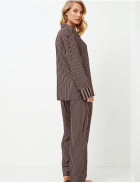 Полосатая пижама с брюками Aruelle MARGOT, Цвет: шоколад/розовый, Размеры: 2XL, изображение 3