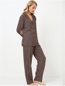 Полосатая пижама с брюками Aruelle MARGOT, Цвет: шоколад/розовый, Размеры: 2XL, изображение 4