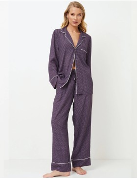 Пижама с брюками из вискозы Aruelle SABINE, Цвет: баклажан, Размеры: S, изображение 2