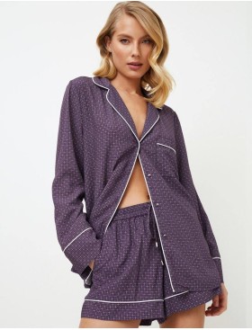 Пижама с шортами из вискозы Aruelle SABINE, Цвет: баклажан, Размеры: M