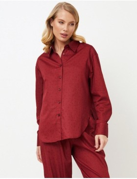 Хлопковая пижама с брюками Aruelle VITTORIA, Цвет: бургундское вино, Размеры: M