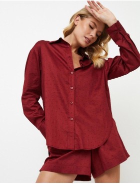 Хлопковая пижама с шортами Aruelle VITTORIA, Цвет: бургундское вино, Размеры: M