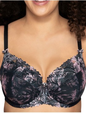 Бюстгальтер балконет с цветочной вышивкой Ava PEACE'N'LOVE 1959 U, Цвет: черный, Размеры: 100B