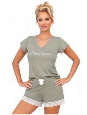 Вискозная пижама с шортами Donna SIMPLY 1/2 pyjamas OLIVE, Цвет: оливковый, Размеры: S