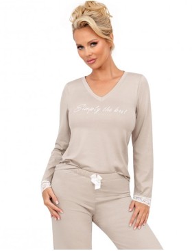 Вискозная пижама с брюками Donna SIMPLY long pyjamas BEIGE, Цвет: бежевый, Размеры: S