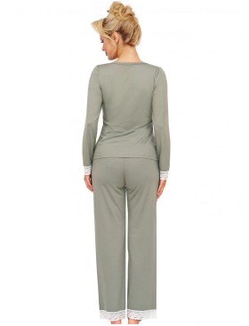 Вискозная пижама с брюками Donna SIMPLY long pyjamas OLIVE, Цвет: оливковый, Размеры: S, изображение 3