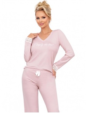 Вискозная пижама с брюками Donna SIMPLY long pyjamas POWDER PINK, Цвет: розовый, Размеры: S