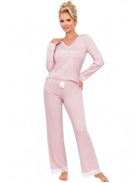 Вискозная пижама с брюками Donna SIMPLY long pyjamas POWDER PINK, Цвет: розовый, Размеры: S, изображение 2
