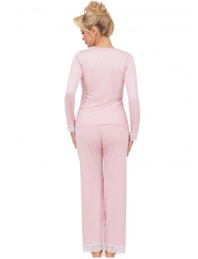 Вискозная пижама с брюками Donna SIMPLY long pyjamas POWDER PINK, Цвет: розовый, Размеры: S, изображение 3