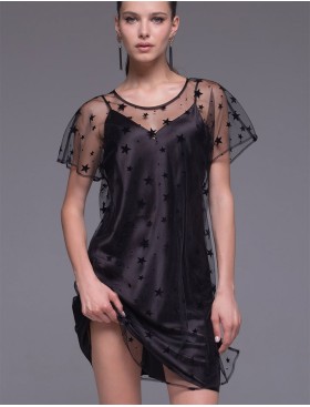 Прозрачная туника со звездами Mia-Amore ANDROMEDA 4305 черный, Цвет: черный, Размеры: S/M, изображение 4