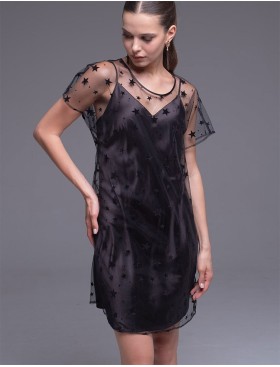 Прозрачная туника со звездами Mia-Amore ANDROMEDA 4305 черный, Цвет: черный, Размеры: S/M