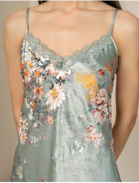 Сорочка с цветами шелковая Mia-Amore AZALIA 4410, Цвет: серебристый, Размеры: M, изображение 3