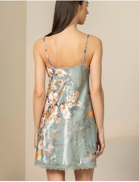 Сорочка с цветами шелковая Mia-Amore AZALIA 4410, Цвет: серебристый, Размеры: M, изображение 2