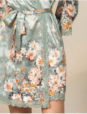 Короткий халат с цветами Mia-Amore AZALIA 4413, Цвет: серебристый, Размеры: L/XL, изображение 5