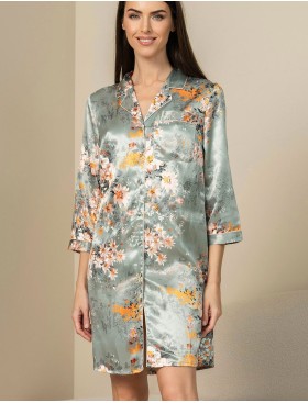Рубашка халат из шелка Mia-Amore AZALIA 4415, Цвет: серебристый, Размеры: L