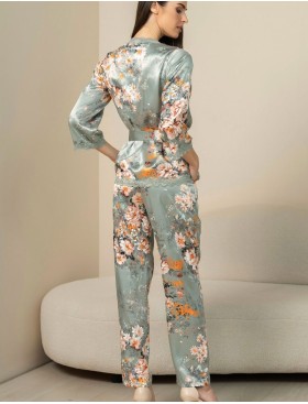 Шелковый комплект с брюками Mia-Amore AZALIA 4416, Цвет: серебристый, Размеры: M, изображение 3