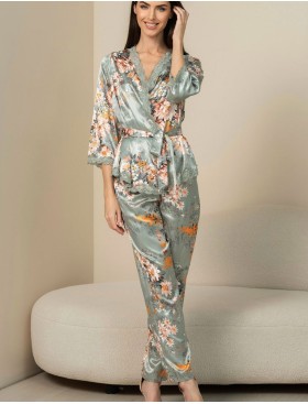 Шелковый комплект с брюками Mia-Amore AZALIA 4416, Цвет: серебристый, Размеры: M, изображение 4