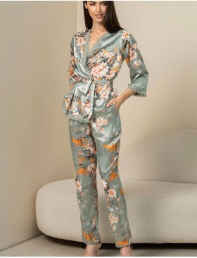 Шелковый комплект с брюками Mia-Amore AZALIA 4416, Цвет: серебристый, Размеры: M, изображение 2