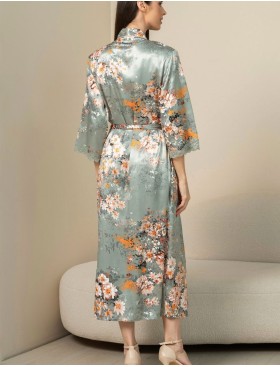 Шелковый домашний халат Mia-Amore AZALIA 4419, Цвет: серебристый, Размеры: 2XL/3XL, изображение 2