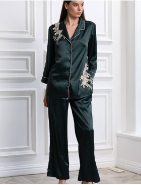 Пижама шёлковая Mia-Amore FELLINI 3915 малахит, Цвет: малахит, Размеры: M, изображение 3