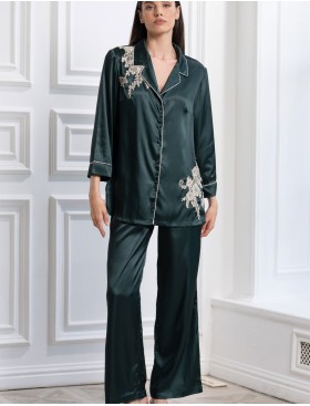 Пижама шёлковая Mia-Amore FELLINI 3915 малахит, Цвет: малахит, Размеры: M, изображение 4