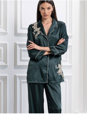 Пижама шёлковая Mia-Amore FELLINI 3915 малахит, Цвет: малахит, Размеры: M