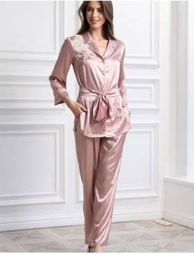 Пижама шёлковая Mia-Amore FELLINI 3915 пудра, Цвет: пудровый, Размеры: L