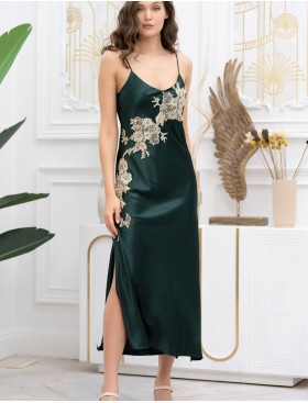 Длинная шёлковая сорочка Mia-Amore FELLINI 3918 малахит, Цвет: малахит, Размеры: 2XL