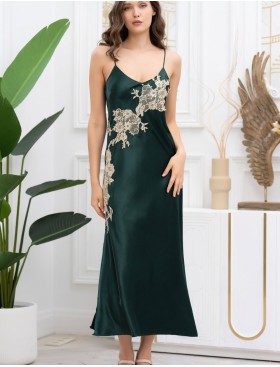 Длинная шёлковая сорочка Mia-Amore FELLINI 3918 малахит, Цвет: малахит, Размеры: 2XL, изображение 5