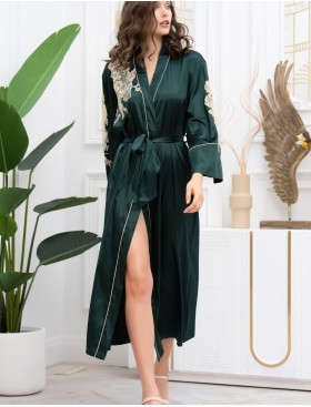 Длинный халат из шёлка Mia-Amore FELLINI 3919 малахит, Цвет: малахит, Размеры: 4XL/5XL, изображение 5