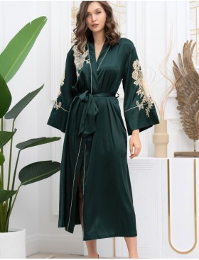 Длинный халат из шёлка Mia-Amore FELLINI 3919 малахит, Цвет: малахит, Размеры: 4XL/5XL