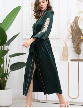 Длинный халат из шёлка Mia-Amore FELLINI 3919 малахит, Цвет: малахит, Размеры: 4XL/5XL, изображение 3