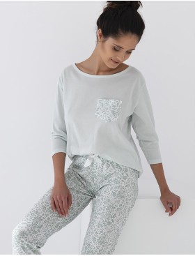 Домашний хлопковый комплект Sensis FLORA, Цвет: мята, Размеры: M