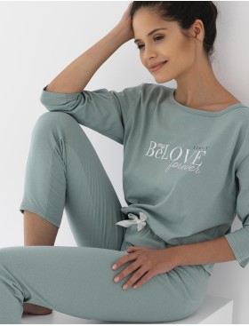 Пижама с брюками из хлопка Sensis GARDEN, Цвет: зеленый, Размеры: M, изображение 3