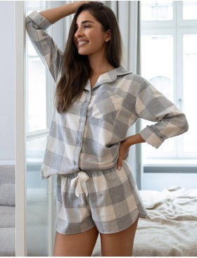 Фланелевая пижама с шортами Sensis JOANNA, Цвет: серый, Размеры: M, изображение 2