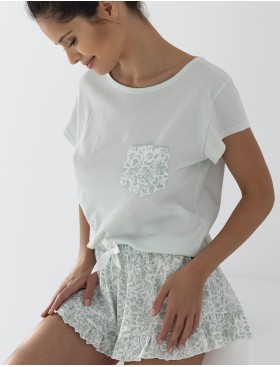 Хлопковая пижама с шортами Sensis MARTHA, Цвет: мята, Размеры: M, изображение 2