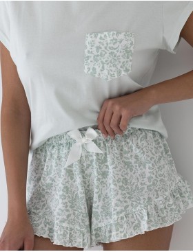 Хлопковая пижама с шортами Sensis MARTHA, Цвет: мята, Размеры: M, изображение 3