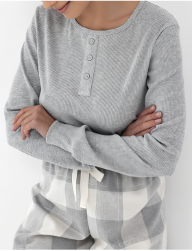 Пижама с фланелевыми брюками Sensis VESPER, Цвет: серый, Размеры: M, изображение 3