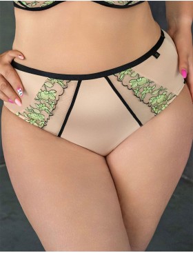 Трусы слипы высокие Kris Line LIME high waist, Цвет: бежевый+лайм, Размеры: M