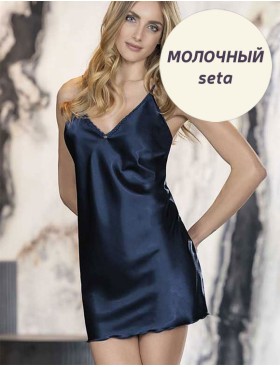 Светлая атласная сорочка Leilieve LOVELY M7902 seta, Цвет: seta (молочный), Размеры: M