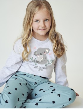 Хлопковая детская пижама Taro 3035/3036 NINA, Цвет: серый/мята, Размеры: 122