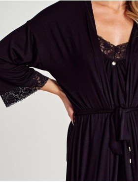 Длинный женский халат Taro 3099 MERCY, Цвет: черный, Размеры: XL, изображение 2