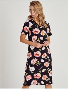 Сорочка с цветочным принтом Taro 3134/3160 PEONY, Цвет: черный, Размеры: 3XL