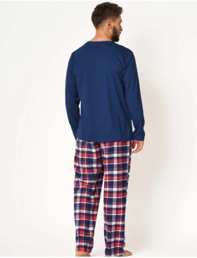 Пижама мужская с фланелевыми штанами Key MNS 613 темно-синий/коралл, Цвет: темно-синий/коралл, Размеры: XL, изображение 3