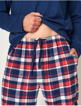 Пижама мужская с фланелевыми штанами Key MNS 613 темно-синий/коралл, Цвет: темно-синий/коралл, Размеры: XL, изображение 4