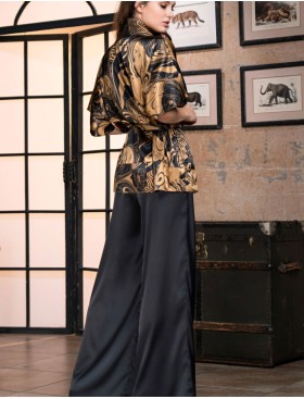 Шелковый домашний комплект Mia-Amore ANTIKA 3476, Цвет: черный/медный, Размеры: M, изображение 3